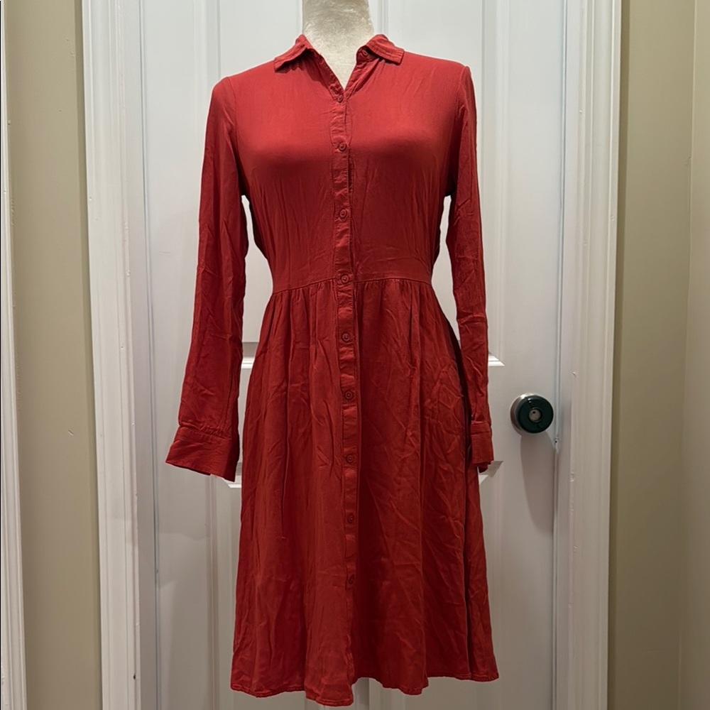 Old Navy Burnt Orange Long Sleeve A-Line Dress